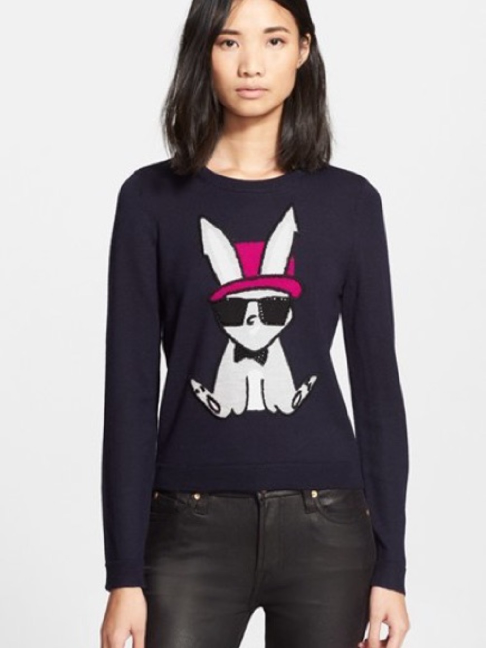ALICE + OLIVIA Embroidered-Bunny Sweater